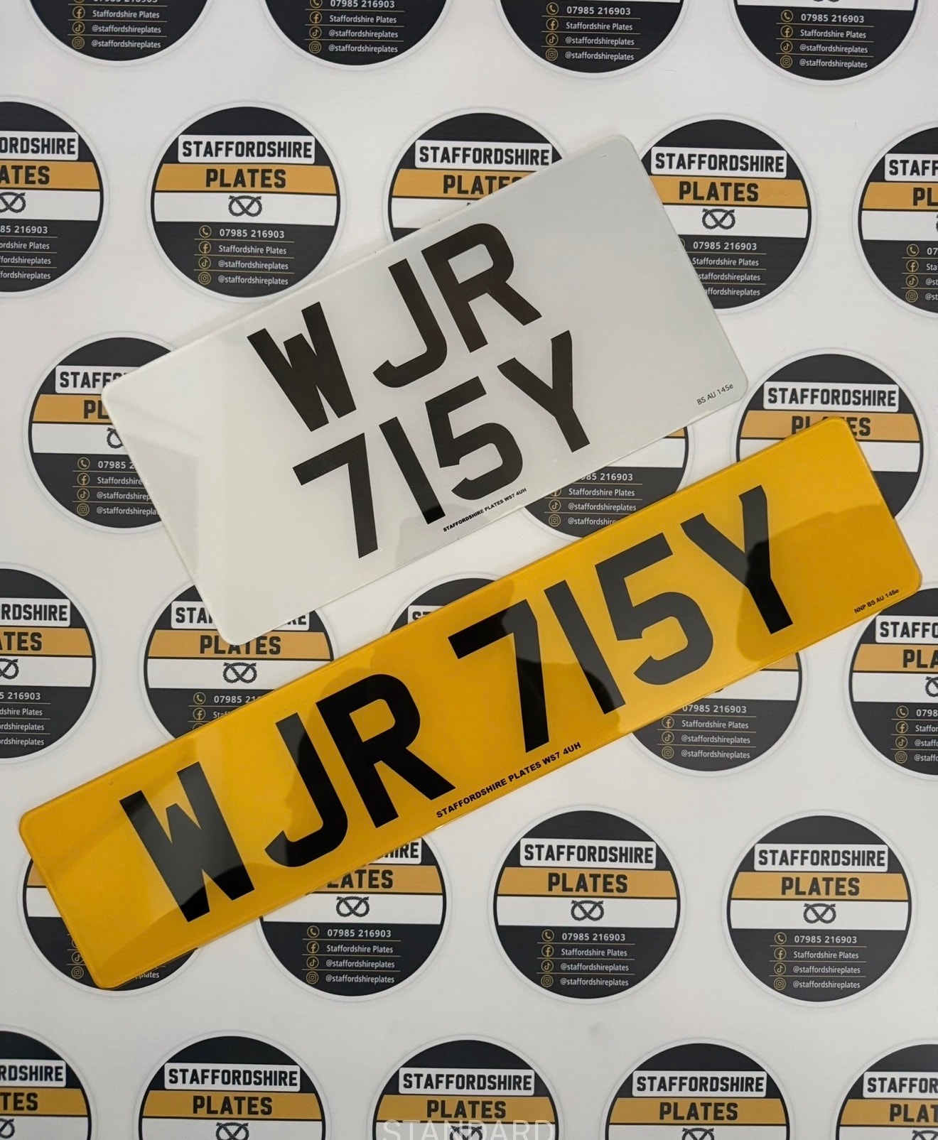 White and yellow WJR 715Y custom number plates