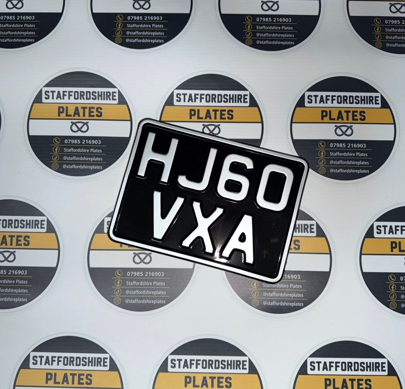 Custom number plates and branded stickers by Staffordshire Plates