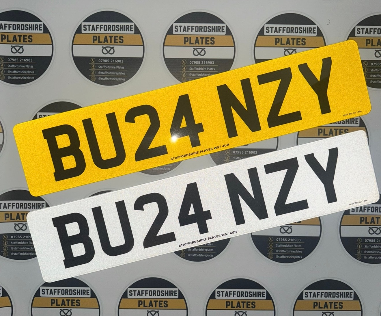 Yellow and white BU24 NZY custom number plates