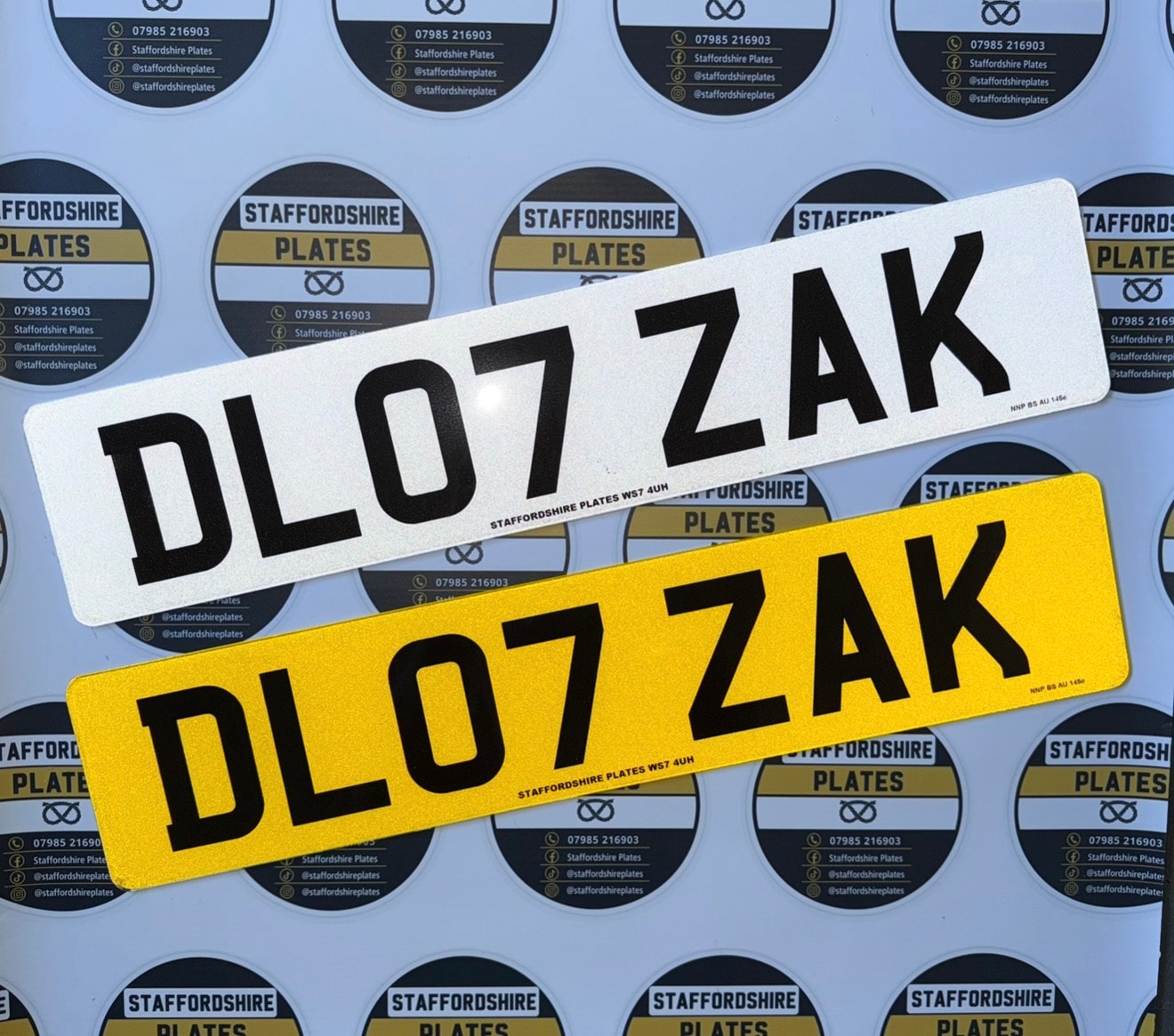 White and yellow custom number plates by Staffordshire Plates