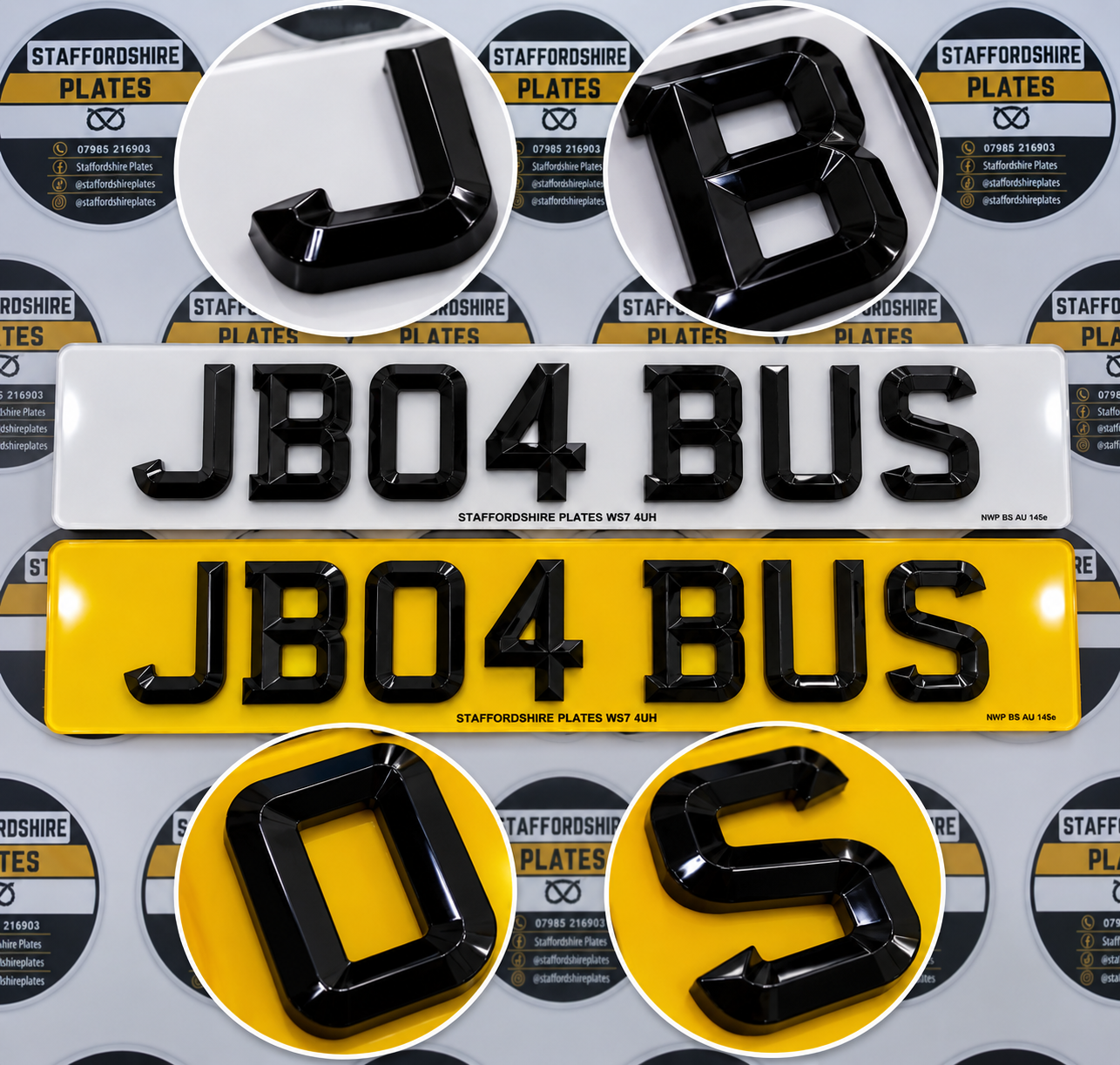 4D Retro beveled edge number plate